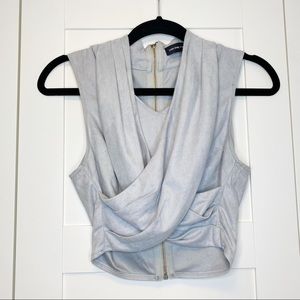 Suedette drape wrap crop Carli Bybel Missguided